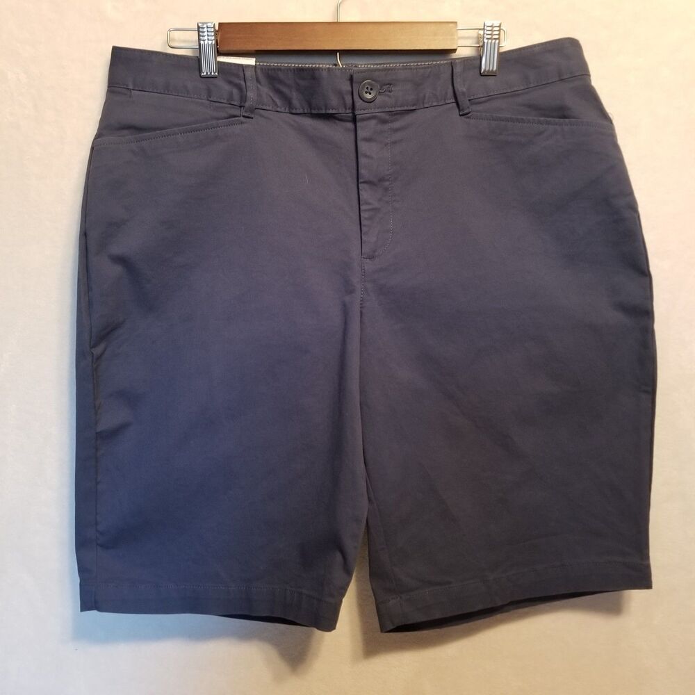 Eddie Bauer 14 Shorts 10 In Inseam Blue Legend Wash Curvy Chino Preppy NEW